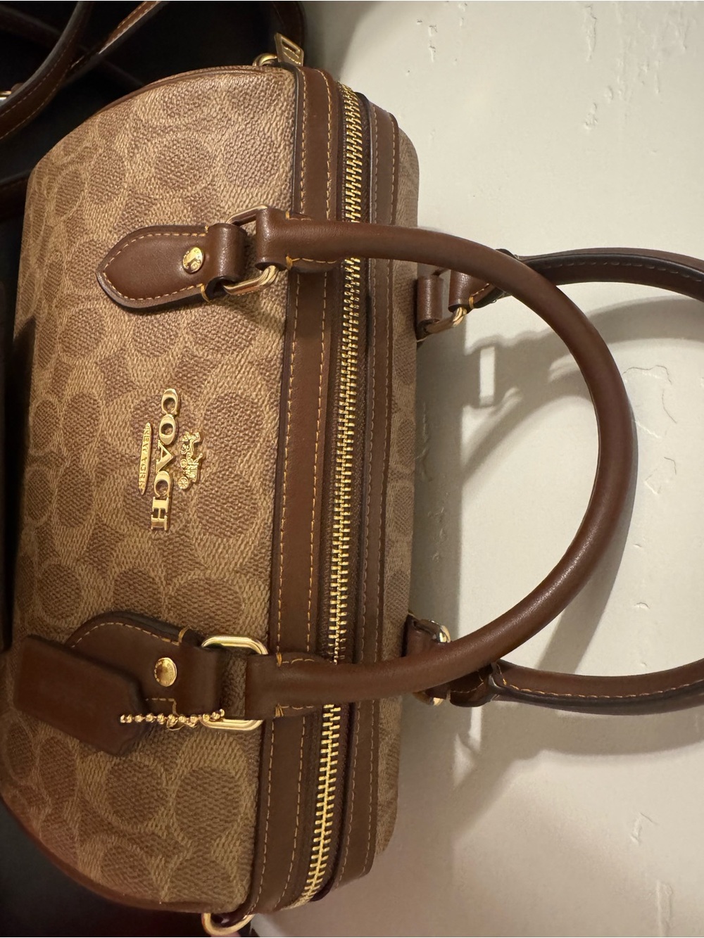 Coach Brown Signature Rowan Satchel Bag with Matching Wallet - Picture 3 of 12